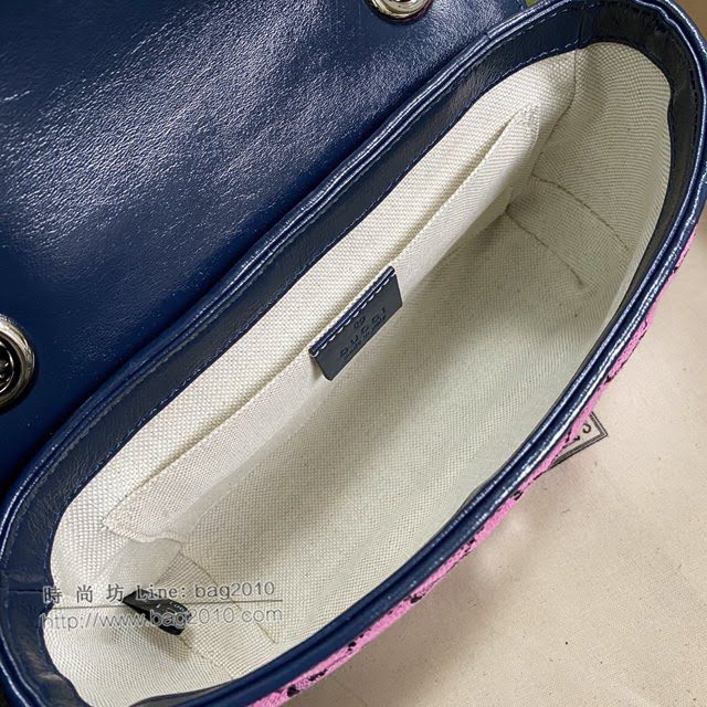 Gucci专柜新款女包, 古驰GG Marmont印花布链条包 Gucci单肩斜挎包 446744  gdj1713